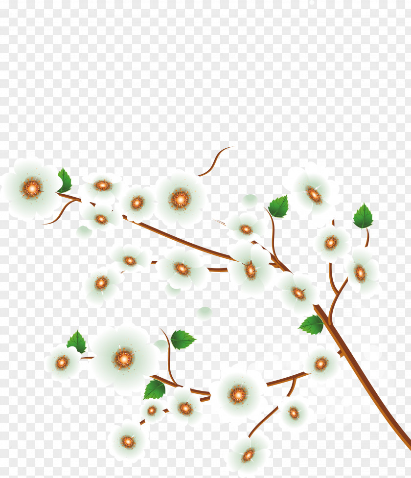 White Cherry Tree Hand Painted Beautifully PNG