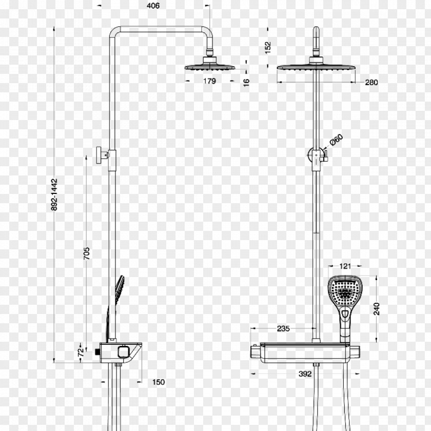Shower Drawing Plumbing Fixtures Thermostatic Mixing Valve PNG