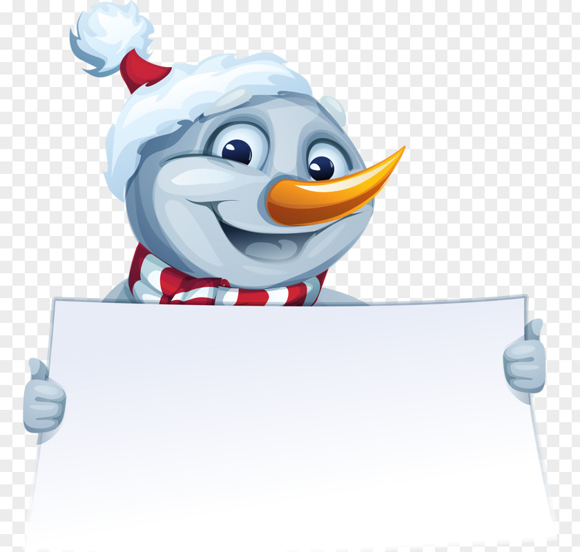 Snowman Holding Blank Paper Christmas Clip Art PNG
