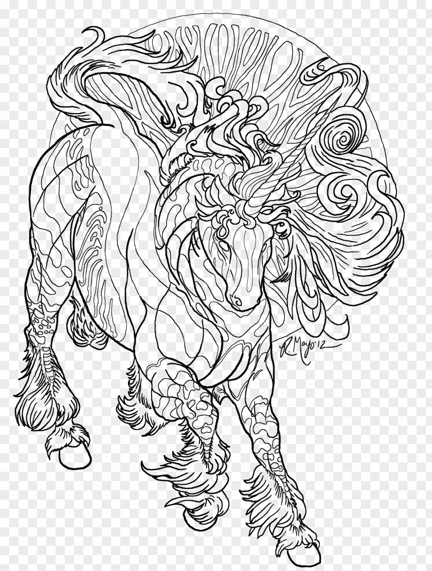 Lineart Horse Coloring Book Winged Unicorn Adult PNG