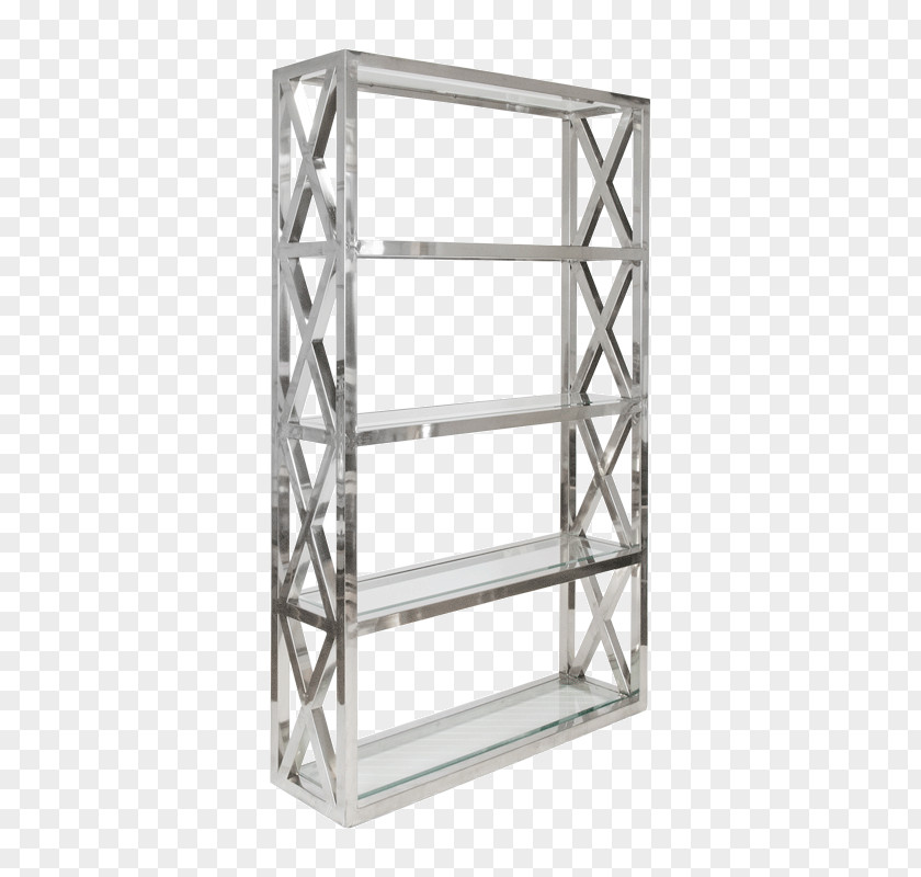 Glass Shelf Bookcase Stainless Steel Metal PNG