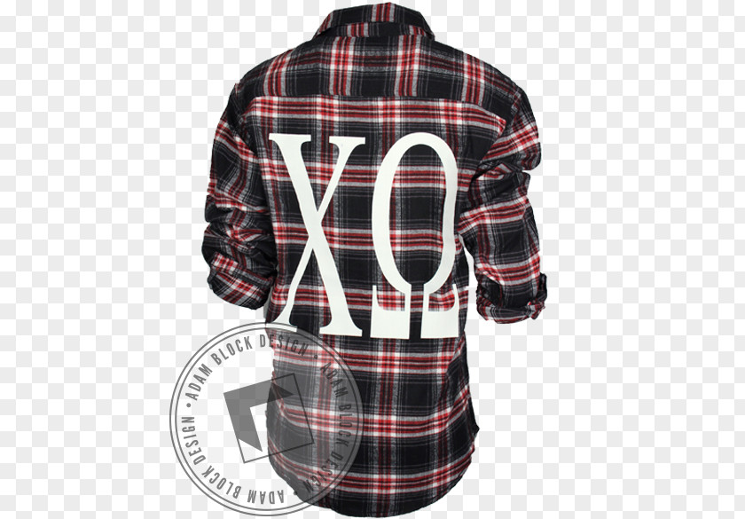 Chi Omega Sleeve Tartan Button Shirt Outerwear PNG