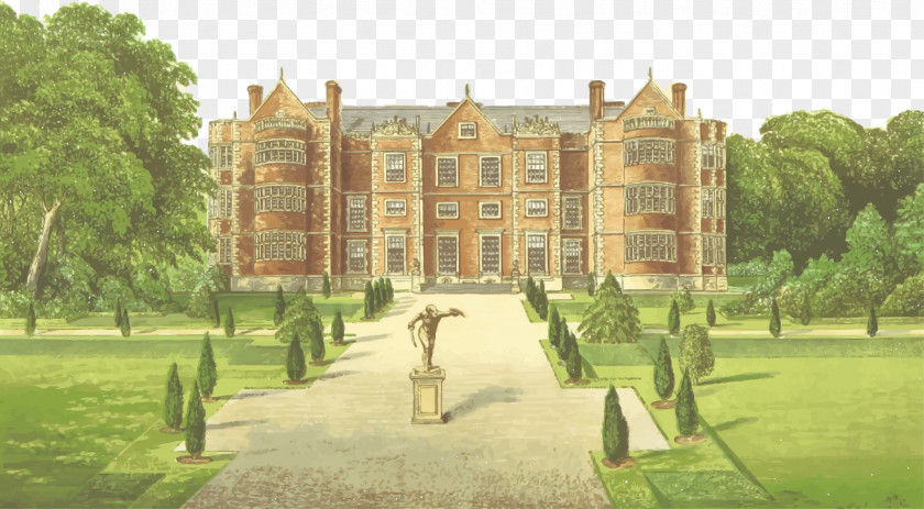 Vector Hand-painted Church Burton Agnes Hall Elizabethan Architecture Stock Photography PNG