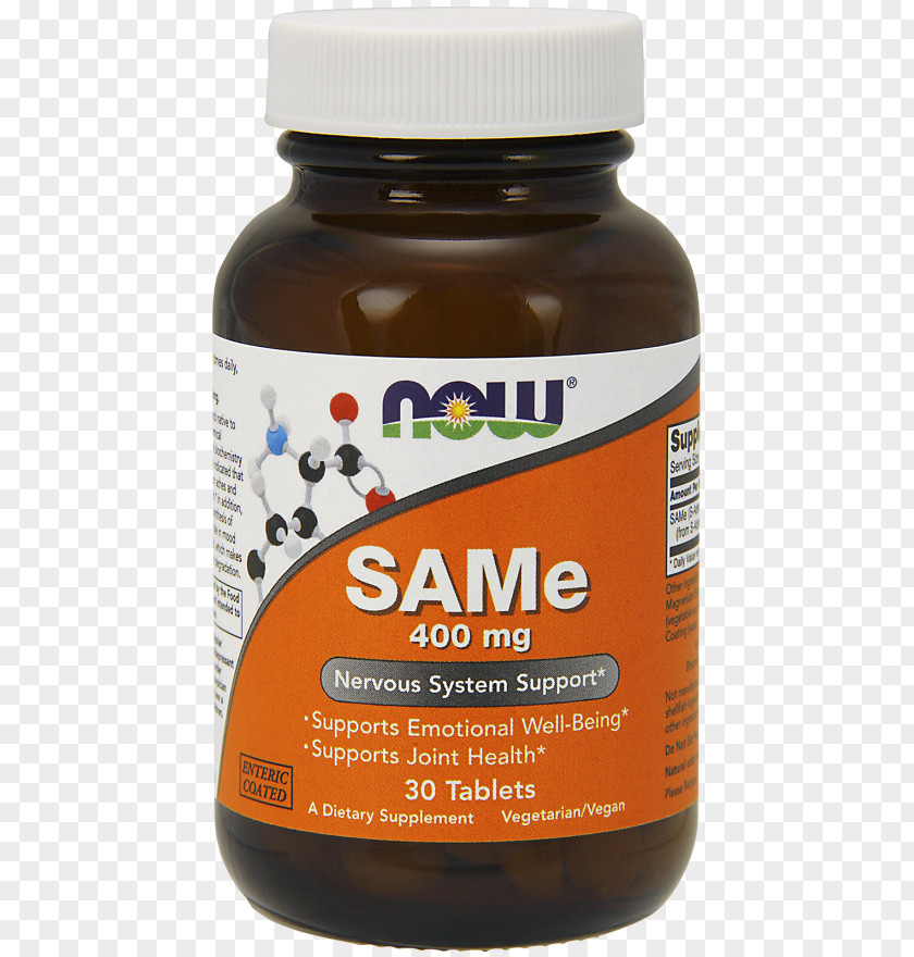 Enteric Nervous System Neurotransmitters Dietary Supplement S-Adenosyl Methionine Tablet Coating Now Foods SAMe Mg PNG