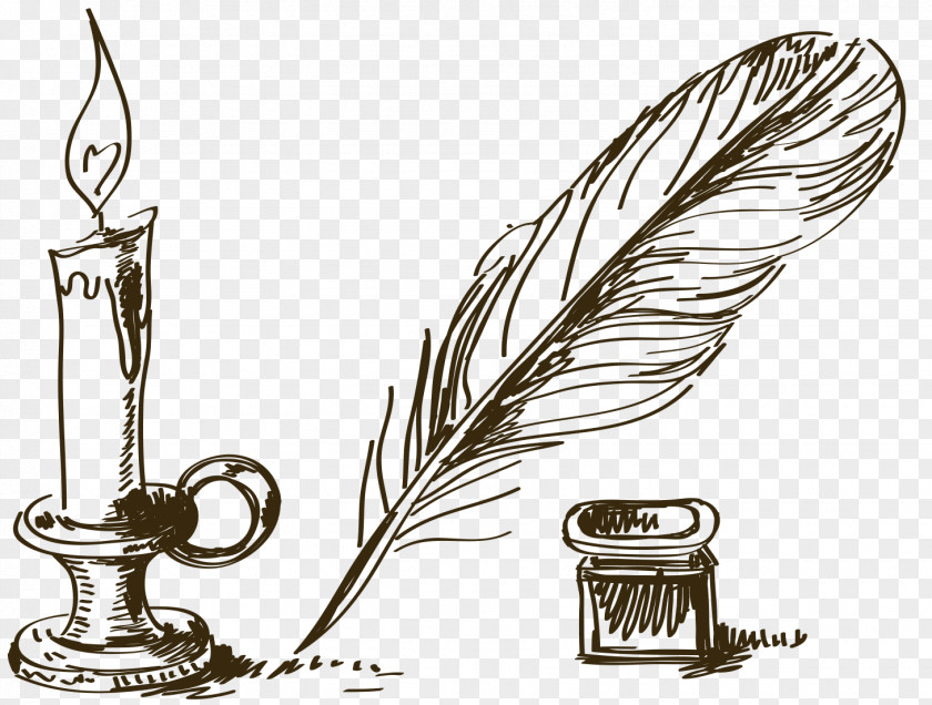 Inkwell Quill Drawing Book Image Feather PNG