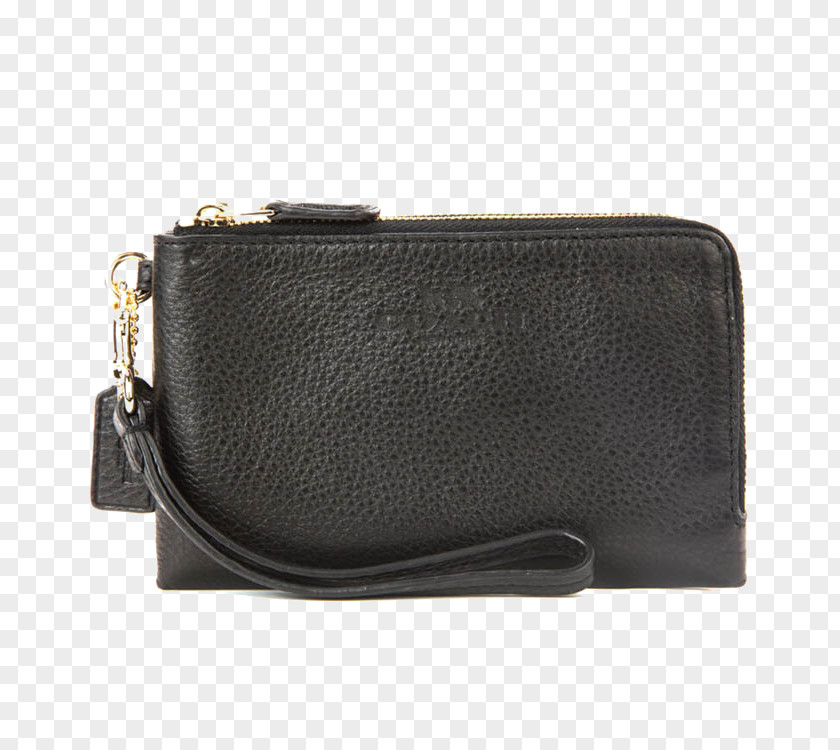 COACH Black Leather Wallet Handbag Coin Purse PNG