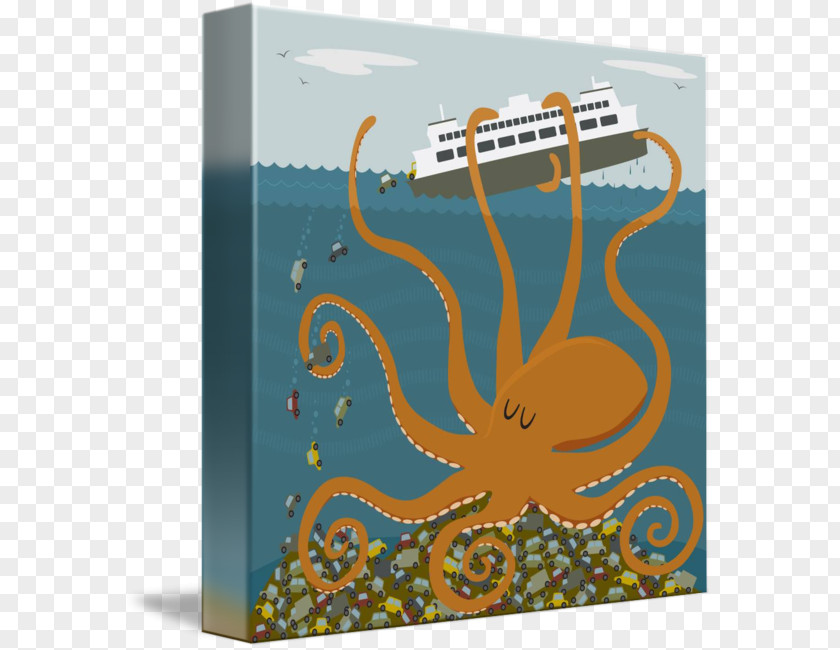 Giant Pacific Octopus Size Scale Octopuses Gallery Wrap Ferry Canvas PNG