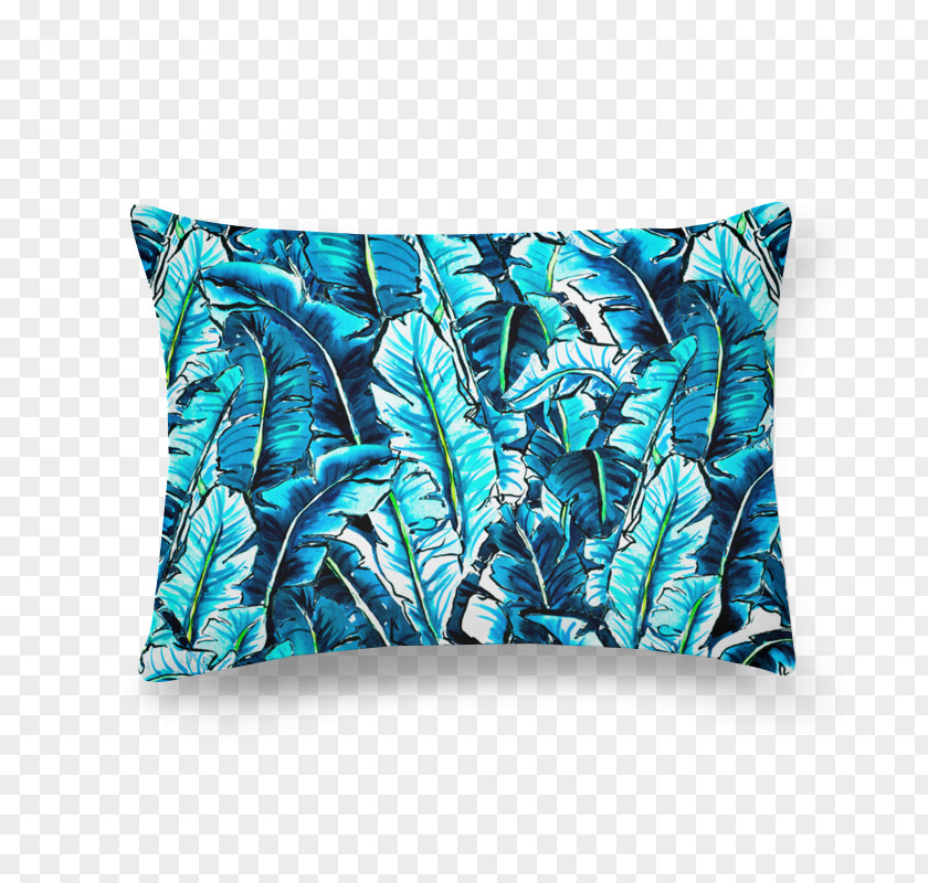 Banana Leaf Throw Pillows Turquoise Cushion Teal PNG