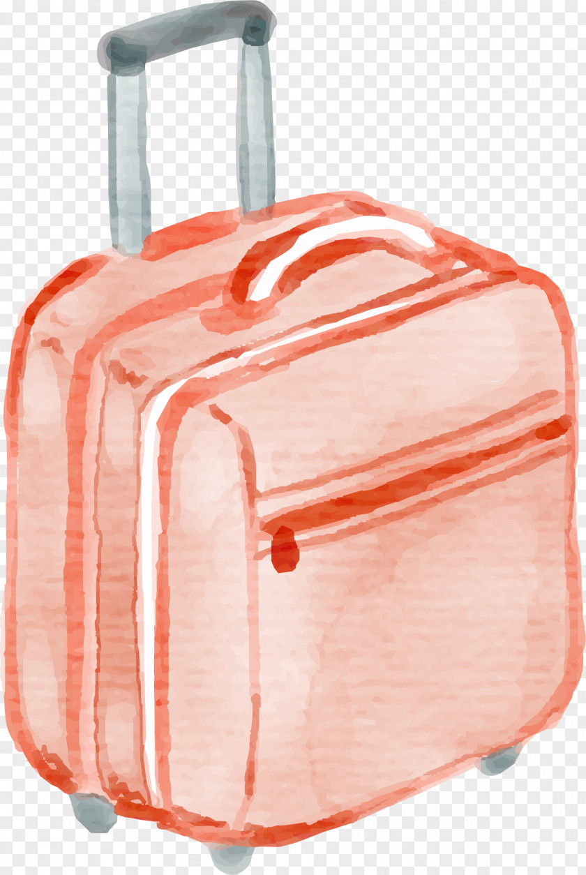 Hand Drawn Suitcase With Watercolor Painting Baggage Drawing PNG