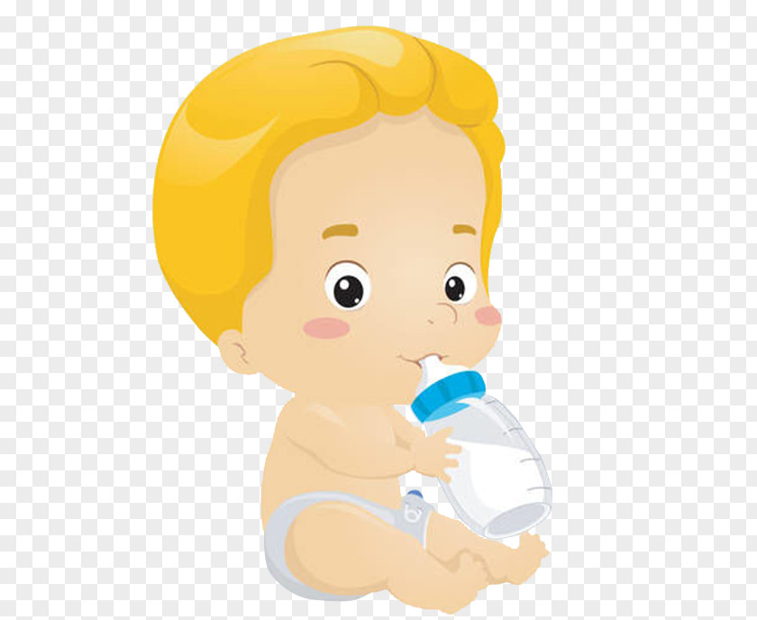 The Golden Hair Male Baby Milk In Cartoon Drawing Illustration PNG