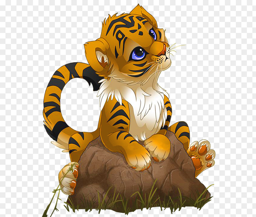 Cute Little Tiger Cartoon Clip Art PNG