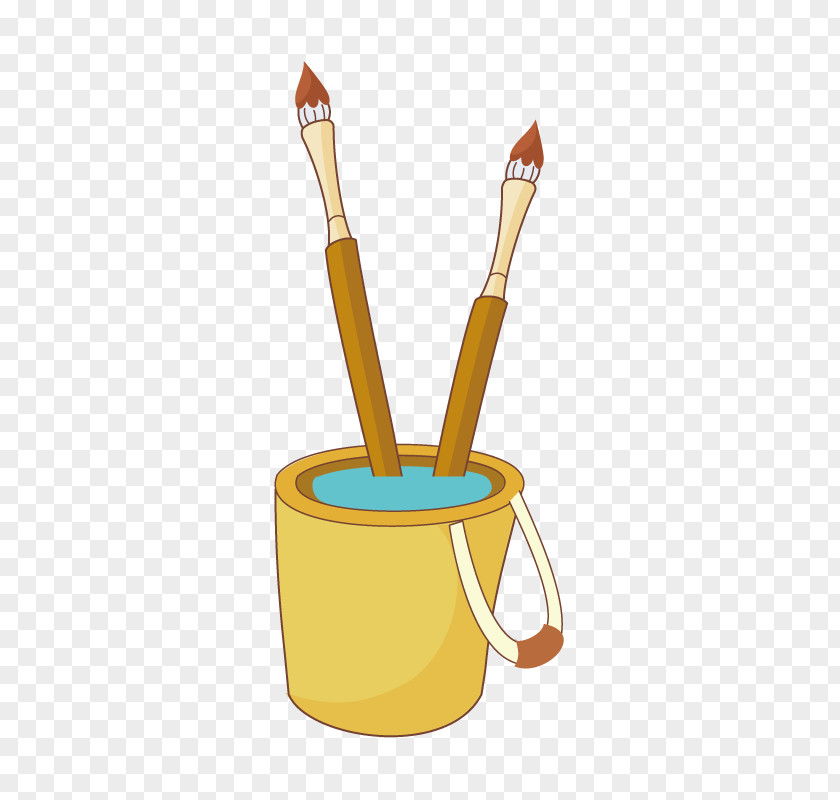 Bucket Brush Cartoon Images Watercolor Painting PNG