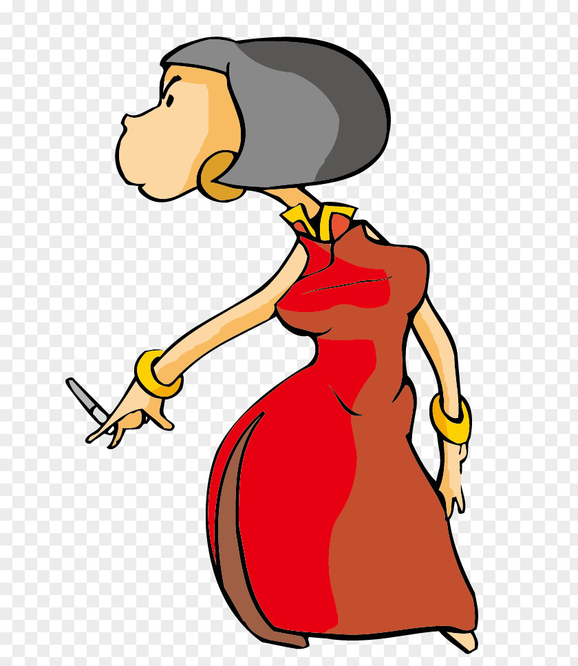 Smoking Woman Cartoon Clip Art PNG