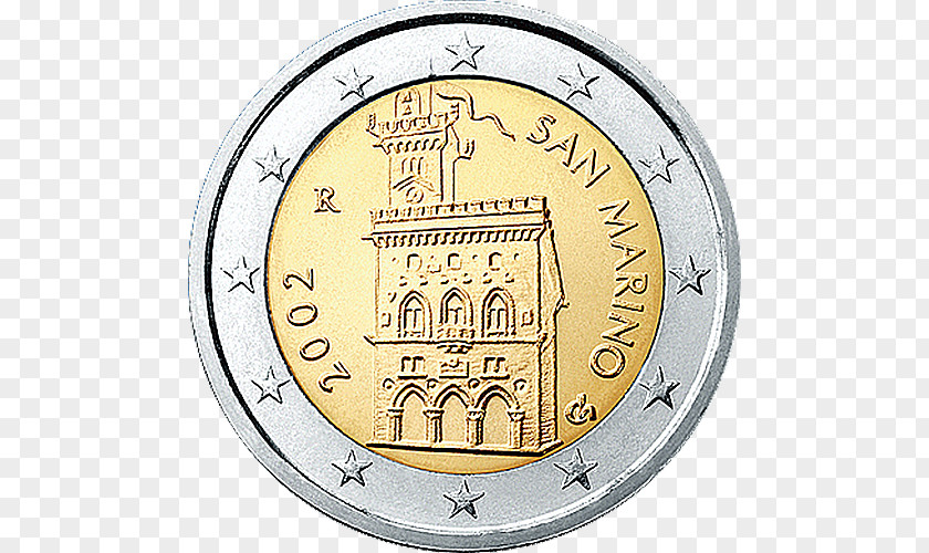 1 Euro Coin San Marino 2 Coins Commemorative PNG