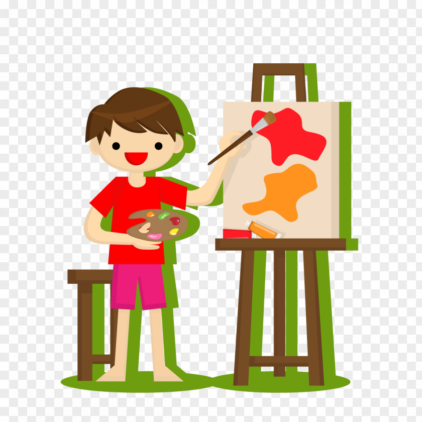 Vector Child Painter Oil Painting PNG