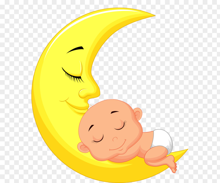 Cartoon Moon With Baby Material Infant Child PNG