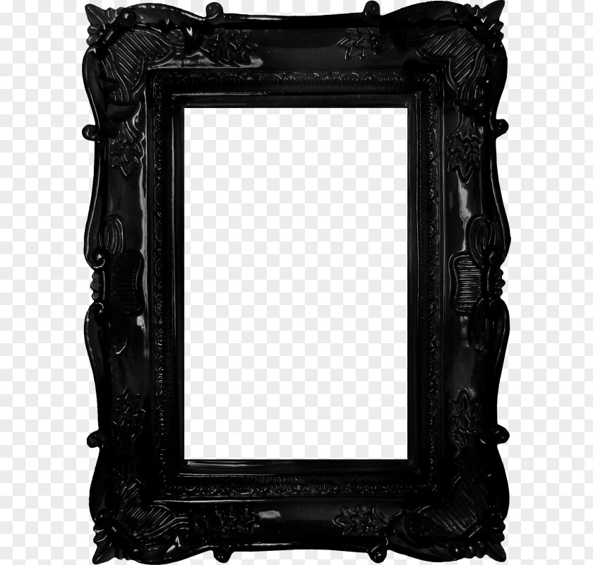 Black Frame Picture Mirror Antique PNG