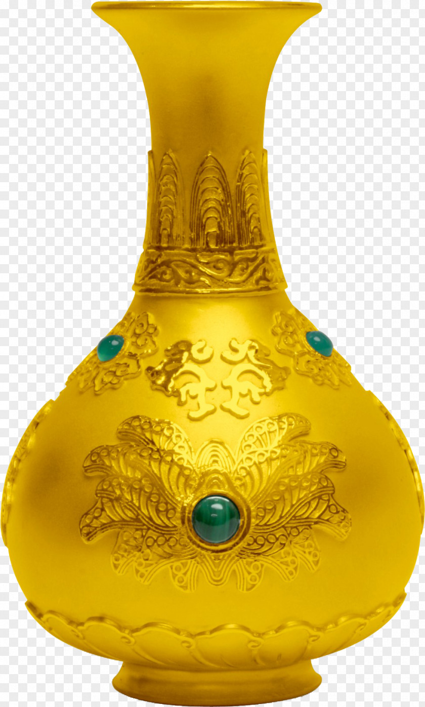 Gold Bottle Vase Ceramic PNG
