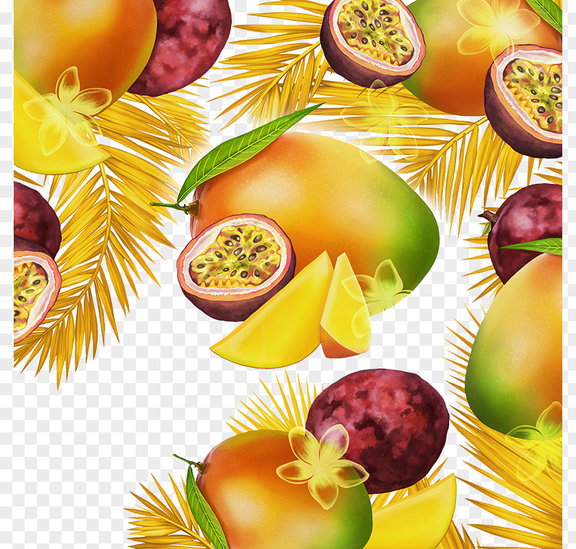 Mango Pomegranate Pattern Juice Passion Fruit Illustration PNG