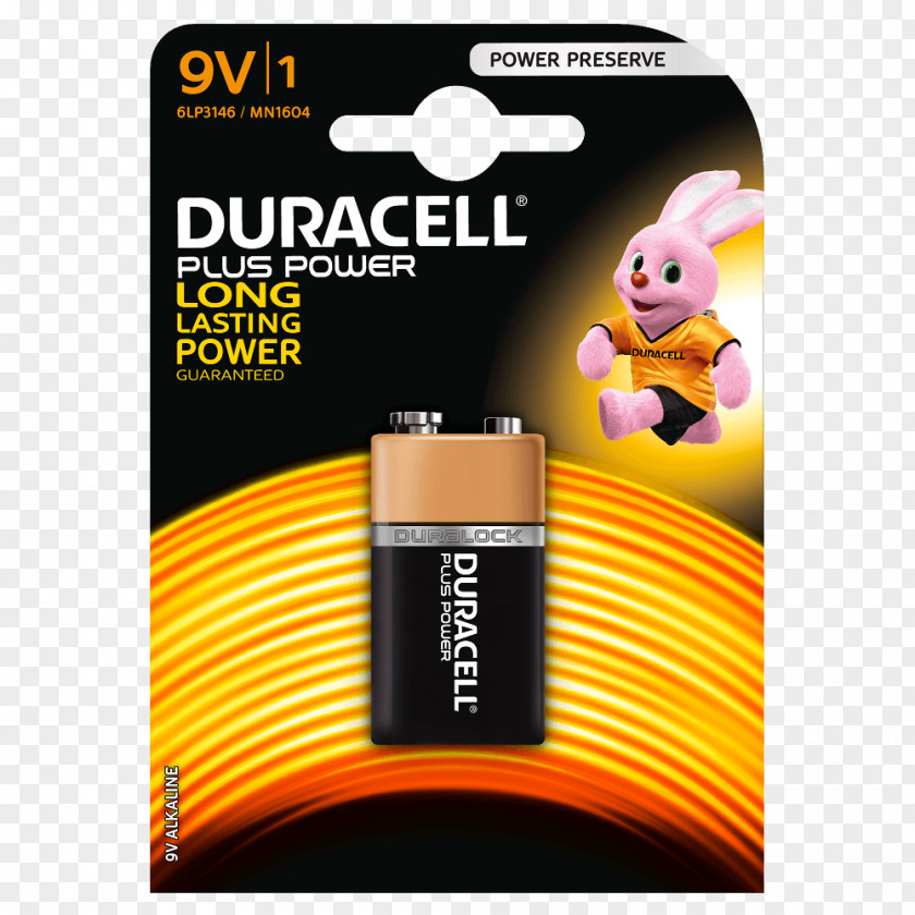 9v Battery Nine-volt Duracell Electric Alkaline Rechargeable PNG
