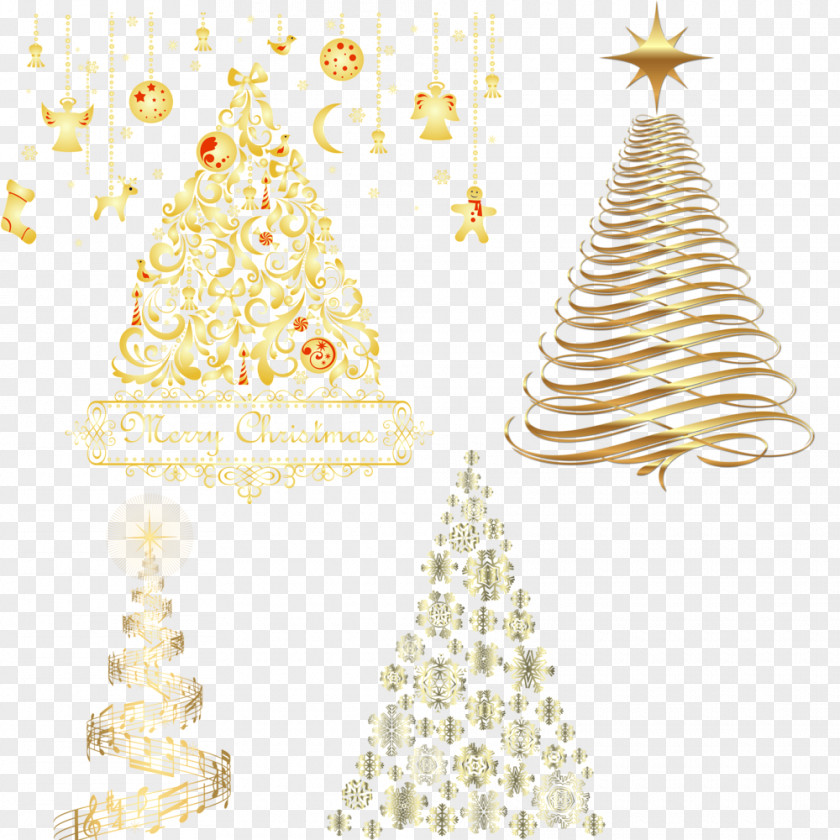 Golden Creative Christmas Tree PNG
