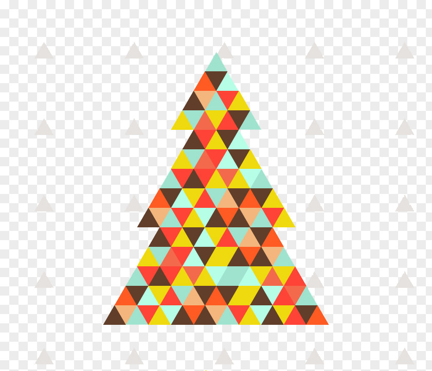 Colorful Triangle Plaid Christmas Tree Vector Material PNG