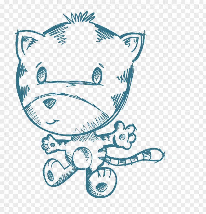 Painted Cat Drawing Sketch PNG