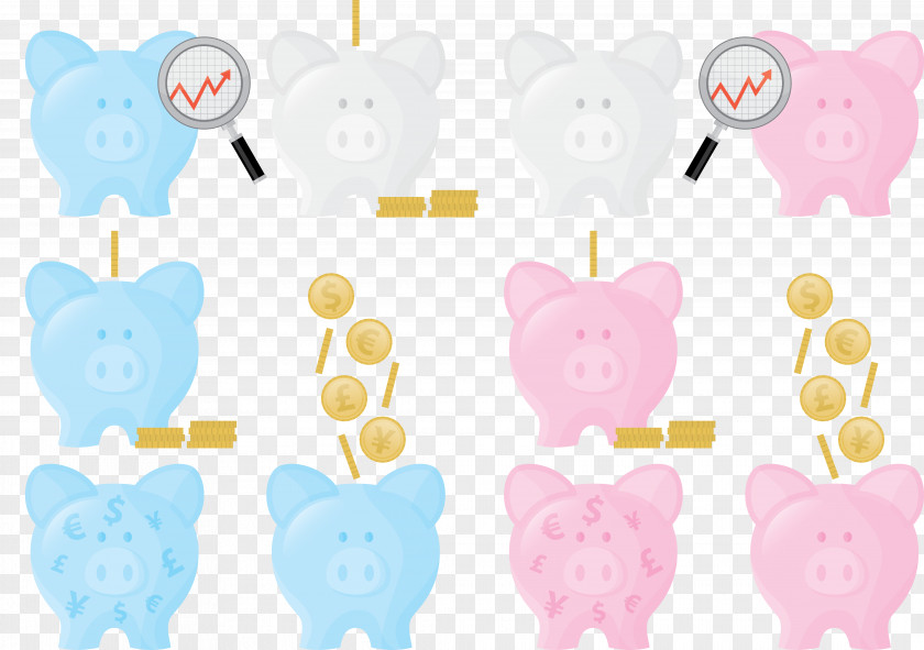 Color Piggy Bank Money PNG