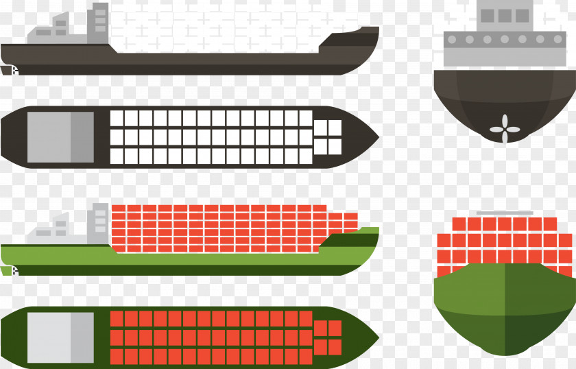 Container Ship Collection Vector Intermodal Transport PNG