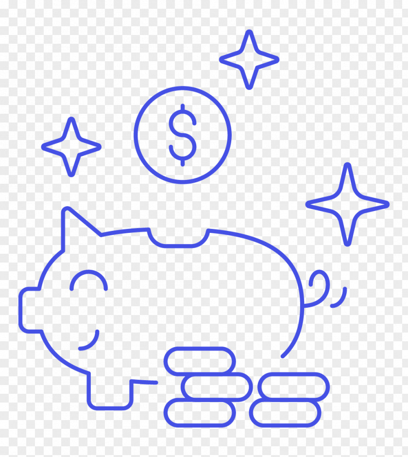 Line Art Text Piggy Bank PNG