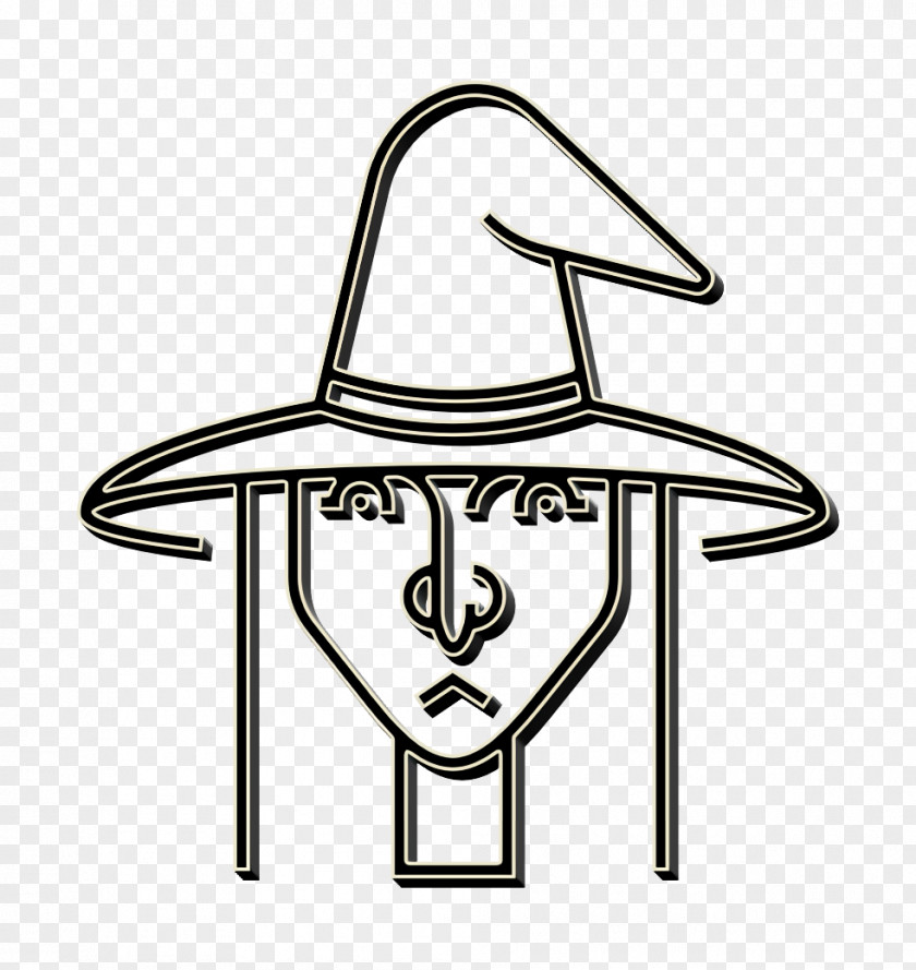 Blackandwhite Line Art Fantasy Icon Halloween Hat PNG