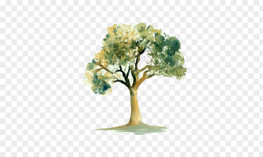 Landscape Tree Watercolor Picture Material PNG