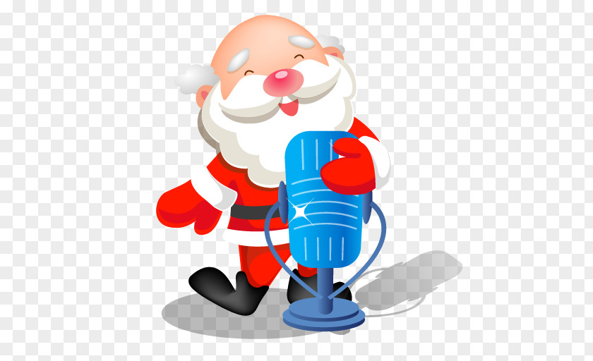 Santa Singing Microphone Christmas Ornament Fictional Character Illustration PNG