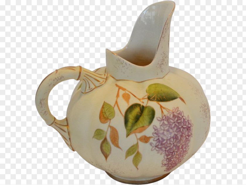 Hand Painted Cantaloupe Jug Pottery Ceramic Pitcher Porcelain PNG