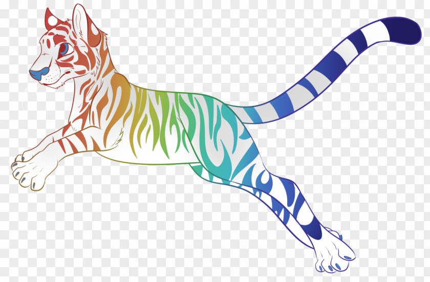 Rainbow Tiger Cat Felidae Color Clip Art PNG