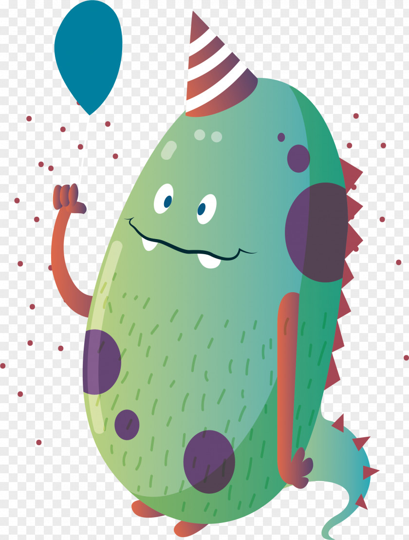 A Lovely Monster With Birthday Hat Adorable Match Clip Art PNG