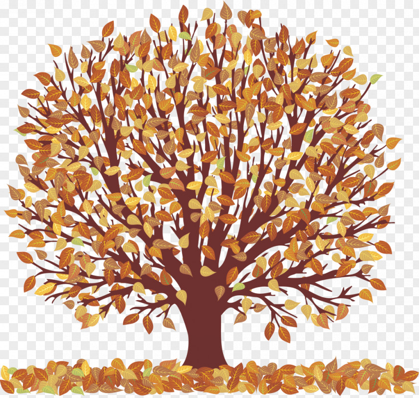 Autumn Tree With Falling Leaves Transparent Picture Clip Art PNG