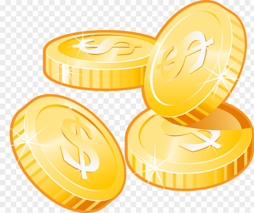 Gold Coins Vector Icon PNG
