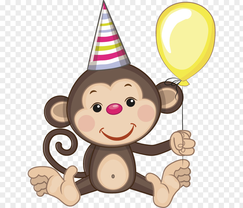 Monkey Birthday Greeting Card Cartoon Clip Art PNG