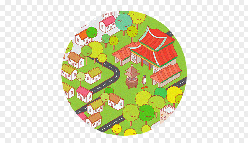 Cartoon Park Town Taipei Illustration PNG