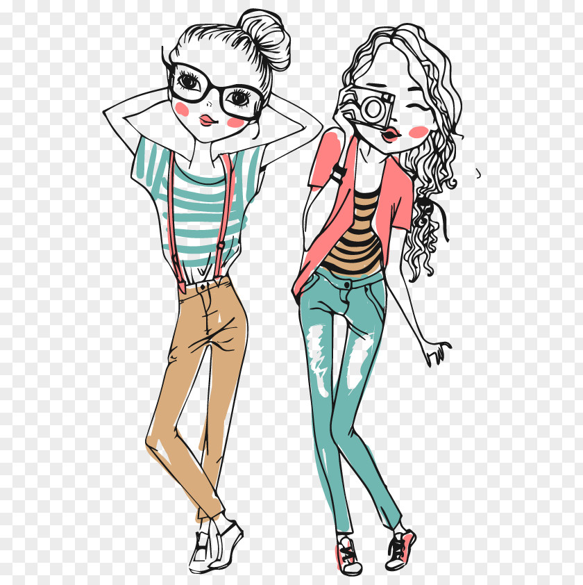 Cartoon Shutterstock Girl Illustration PNG Illustration, Girls painted girl photo line, sketch of women clipart PNG