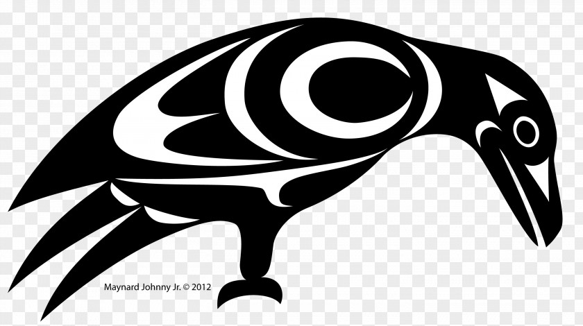 Crow Black And White Coast Salish Art Clip PNG