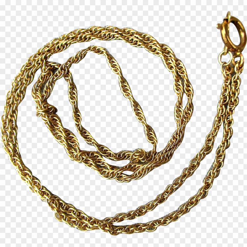 Necklace Rope Chain Colored Gold PNG