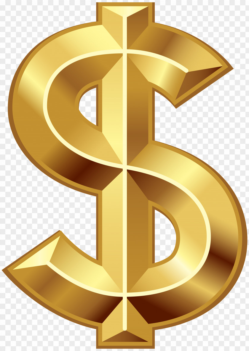 Golden Dollar Sign United States Currency Symbol Coin Clip Art PNG