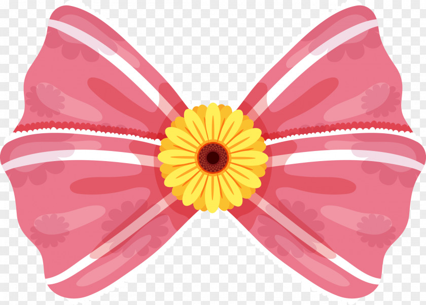 Vector Hand Painted Sunflower Bow Butterfly Tie PNG