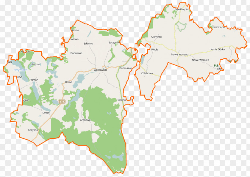 Map Nowe Worowo Grabinek, West Pomeranian Voivodeship Borne, Drawsko County Ostrowice Gmina Pomorskie PNG