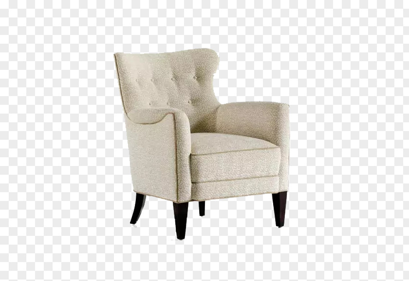 Simple Beige Armchair Wing Chair Couch Fauteuil Furniture PNG