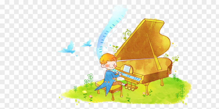 Piano Little Prince Girls At The Photography Painting Illustration PNG