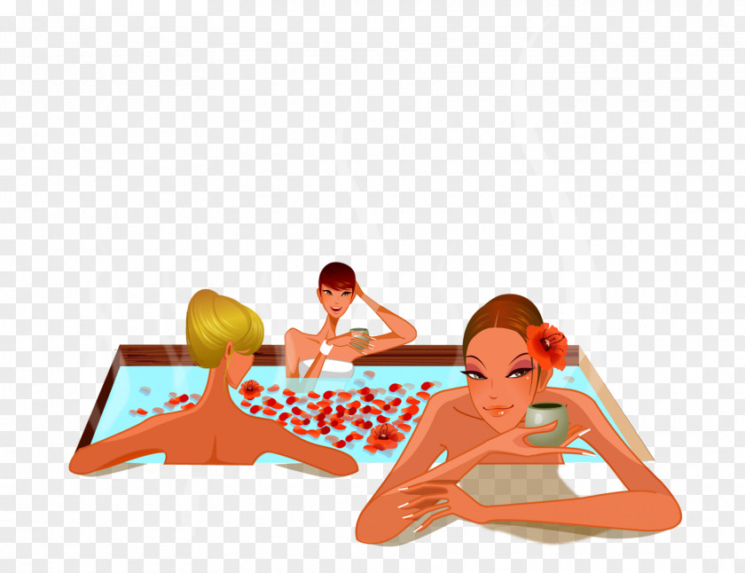 Bathing Beauty Hot Tub Spa Sticker PNG