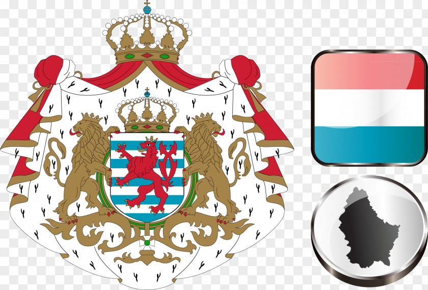 Luxembourg Vector Flag Emblem Element City Coat Of Arms National Symbols PNG